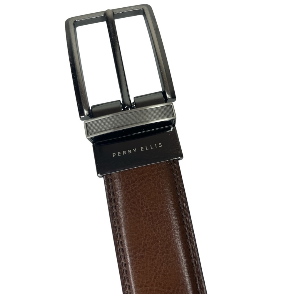Perry Ellis Brown Bonded Leather Belt Size 30 New With Tag - Picture 6 of 6